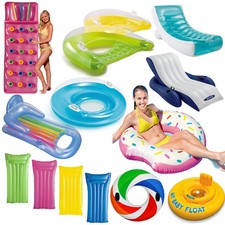 Inflatable Pocket Novelty Lounger Lilo Pool Float Mat Tube Rings Recliner Chair