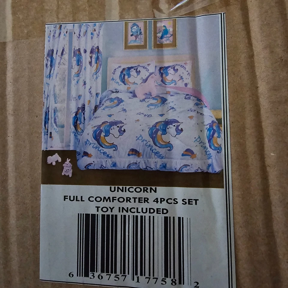 Conjunto completo de edredom para meninas -4 peças +cama de brinquedo em uma bolsa cama unicórnio colorida 3D - Imagem 4 de 4