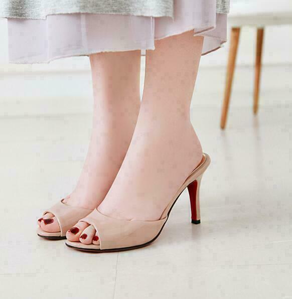 PANTOFOLA D’ORO Ciabatte donna sexy mules sandali pelle scarpe punta aperta tacco a spillo chic