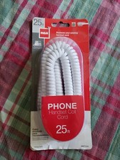 RCA 25' Foot Telephone Handset Coil Phone Cord White Home Office New IOB