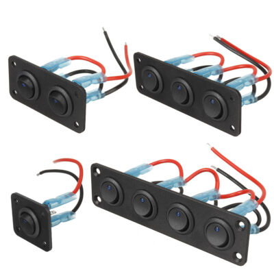 1/2/3/4 Gang Car Marine ON/OFF Round Dash Rocker Toggle Switch Panel LED Light
