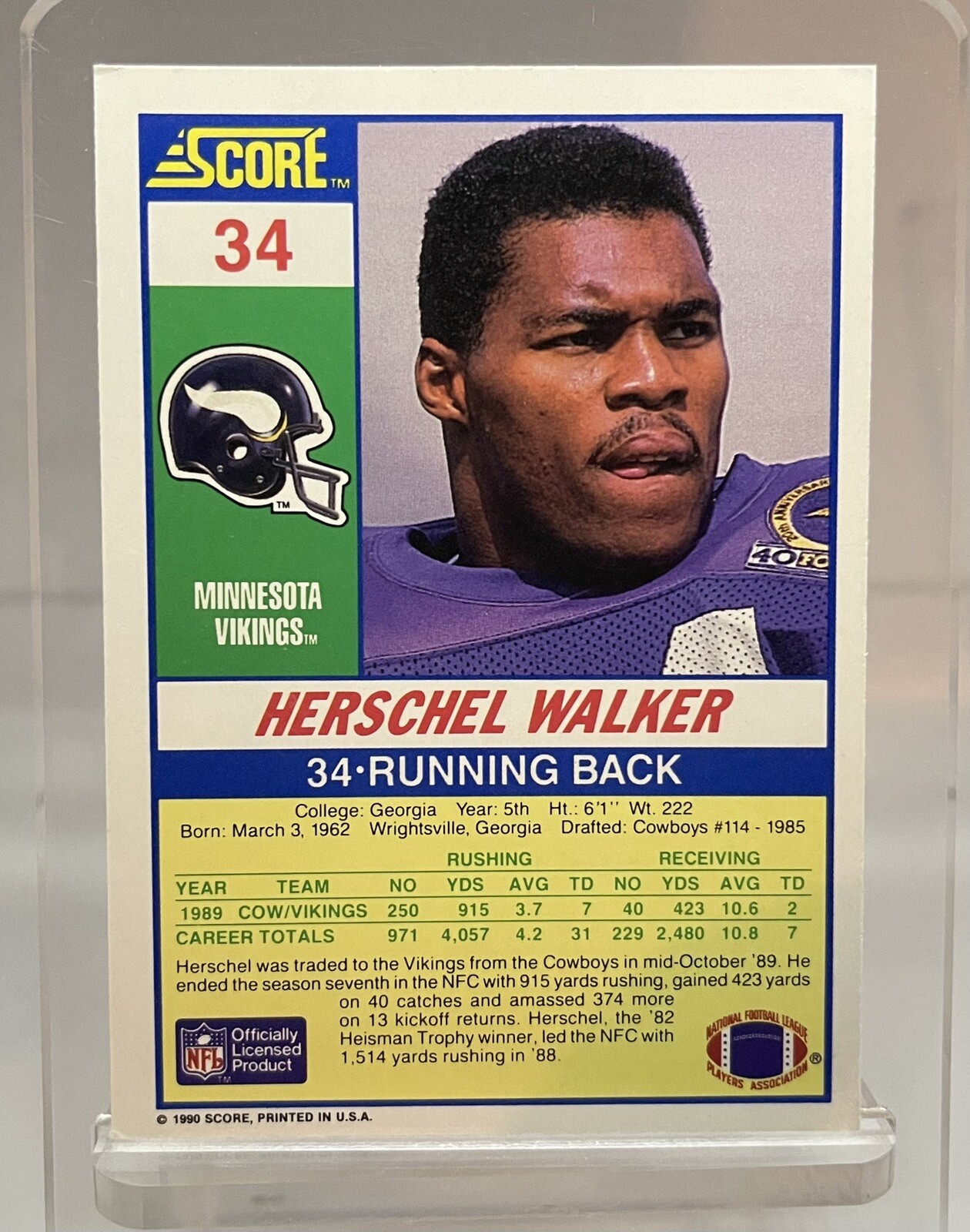 1990 Score Football Card 34 Herschel Walker Minnesota Vikings EBay 1990 Score Football Card 34 Herschel Walker Minnesota Vikings EBay