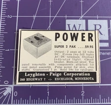 LEYGHTON-PAIGE POWER SUPPLIES EXCELSIOR MINNESOTA  1958 MODEL TRAIN PRINT AD