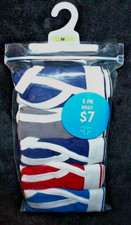 Boys 100 Cotton Royal Blue Red Navy Gray 5-pk Brief Briefs/Underwear M or L