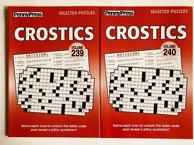 Lot of 2 CROSTICS Penny Press DELL Selected Puzzle Variety quotation letter code