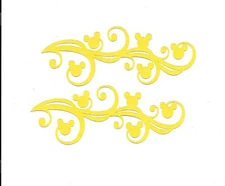 PREMADE SCRAPBOOK-PAPER PIECING-DISNEY-2 MICKEY MOUSE SWIRLS-FLOURISHES-YELLOW