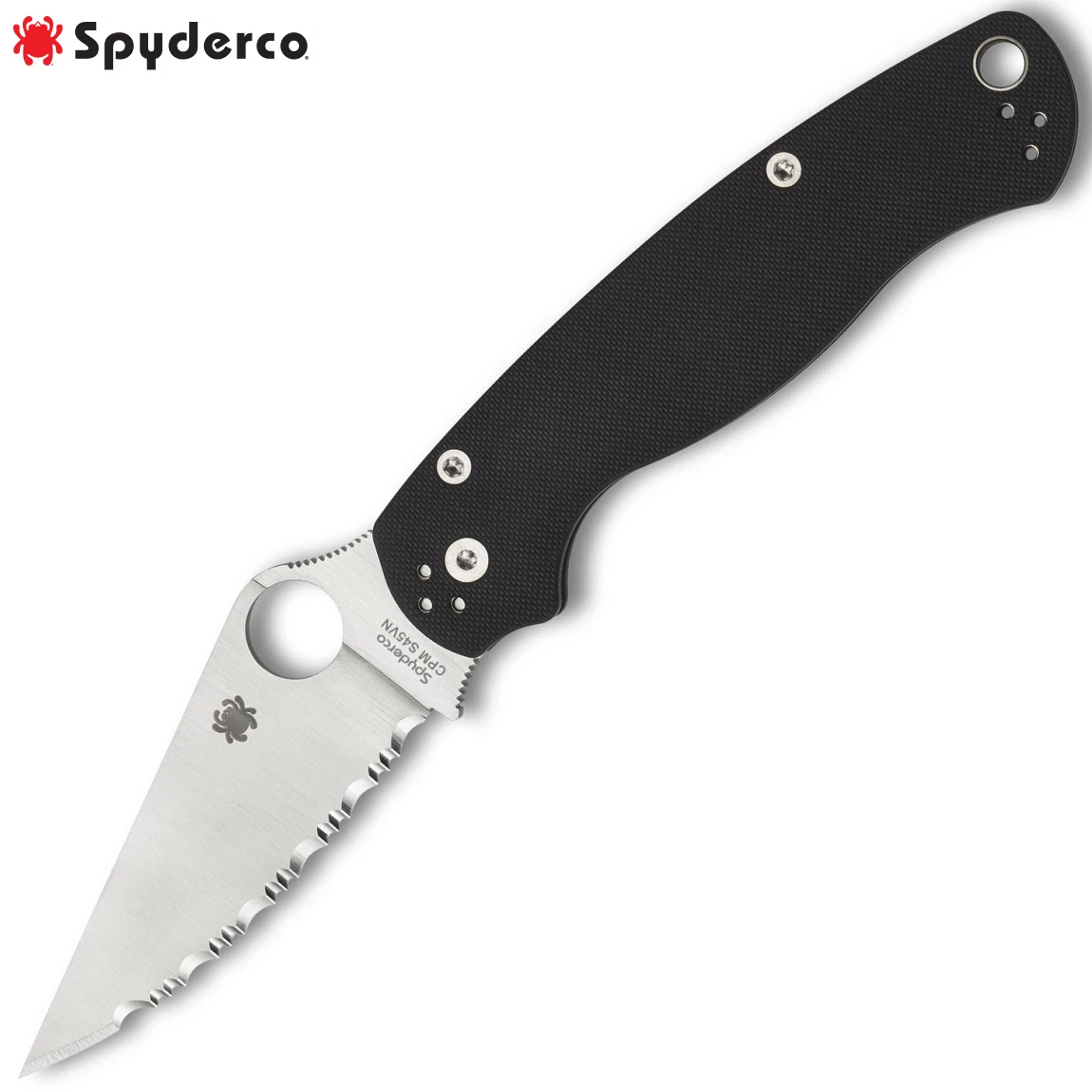 Spyderco Paramilitary 2 CPM-S45VN Serrated Blade Black G10 Handles PM2 C81GS2