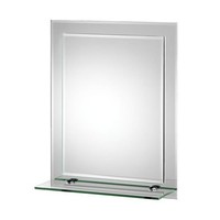 Croydex Rydal Rectangular Mirror With Shelf And Hang N Lock Fitting System, 500 Croydex Rydal Rectangular Mirror With Shelf And Hang N Lock Fitting System, 500