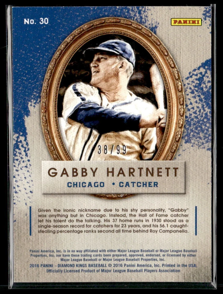 2016 Panini Diamond Kings #30 Gabby Hartnett Silver /99 - Image 2 of 2