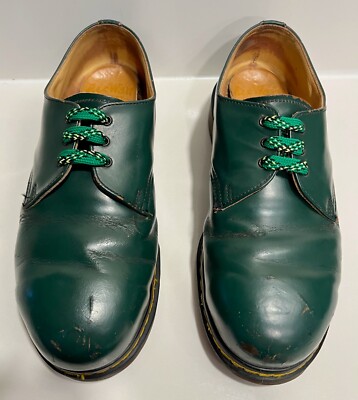 DR. MARTENS Gibson shoes GREEN STEEL TOE MADE IN UK US SIZE 8 PUNK