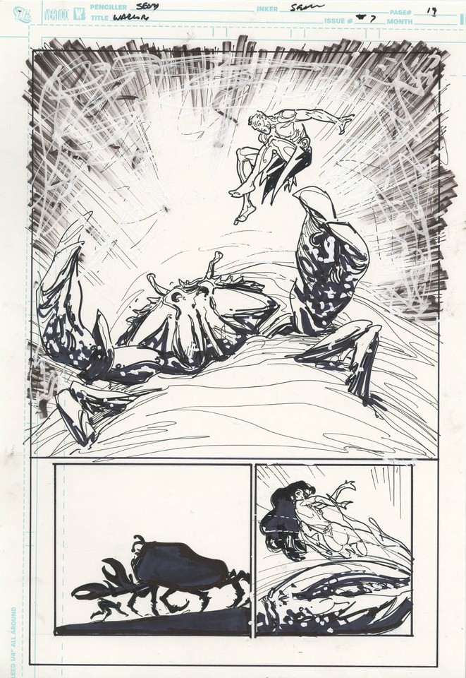 WARLORD 7 ORIGINAL SPLASH PAGE #19 Bart Sears B&W Travis Morgan Pencil w)Ink Art Comic Art