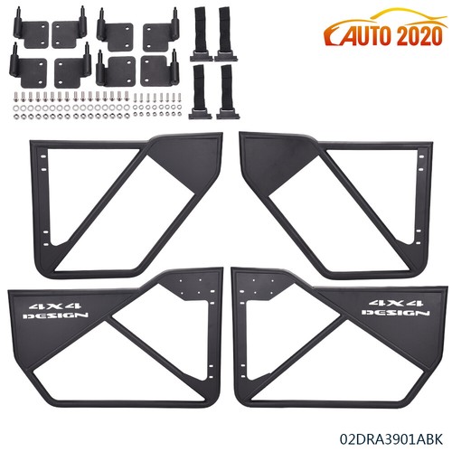 Fit For 2007-2017 Jeep Wrangler JK 4Door Front + Rear Side Iron Tube Doors Black
