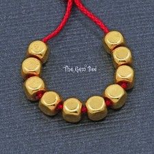 4mm 18k Solid Yellow Gold Smooth Nugget Findings Beads 1.5 inch Strand 10 