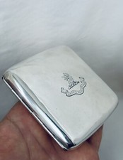 Crested Antique Edwardian Sterling Silver Cigarette Case Sampson Mordan & Co