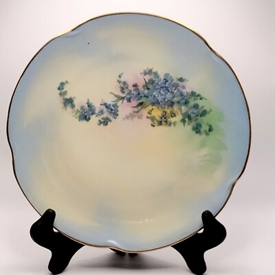 Antique J&C Louise Bavaria Hand Decorated Plate 8.5'' Blue Flowers Forget Me Nots