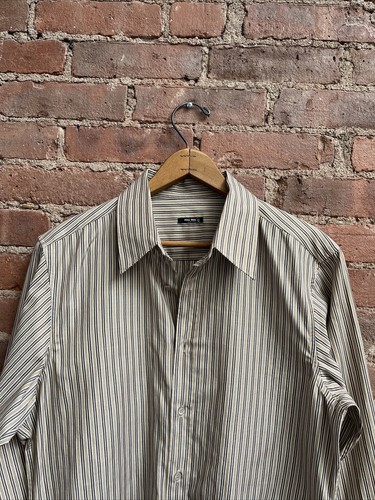 Miu Miu Men’s Shirt, Sz 16/41 Slim, Beige/Brown/White Stripe 100% Cotton, Italy - Picture 4 of 9