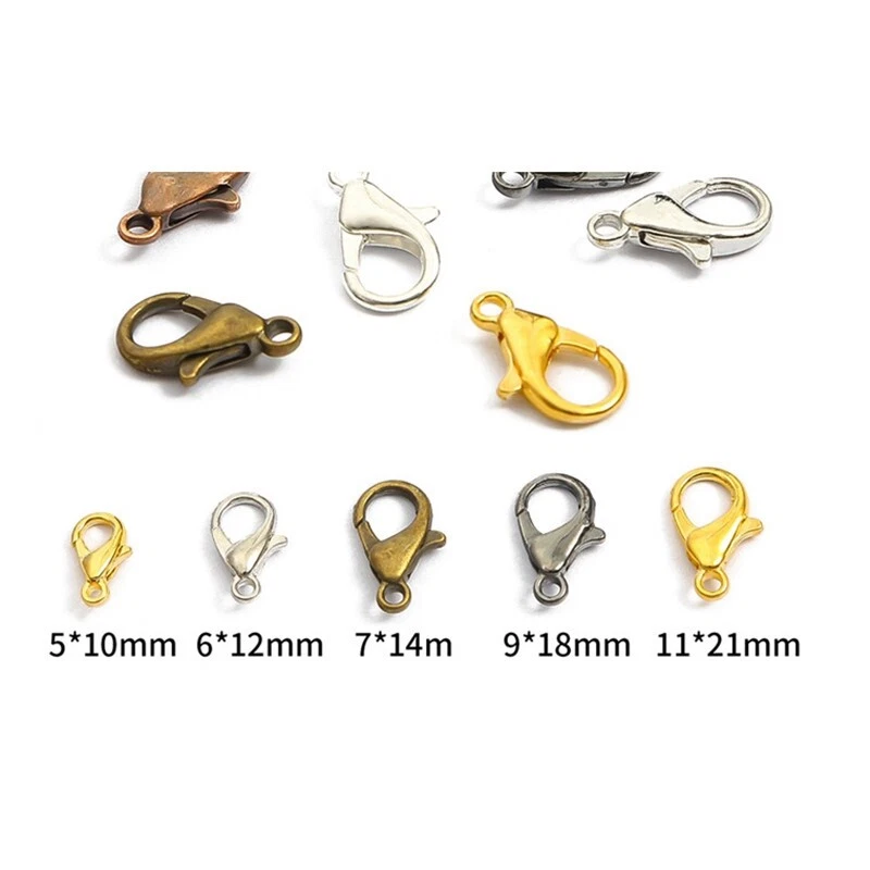 Silver/Gold/Bronze DIY Jewelry Findings Wholesale 100X Lobster Hooks Claw Clasps - Image 3 of 4