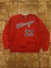 Nba Micheal Jordan Rookie Adult Xl Chicago 23 Red Long Sleeve Sweater