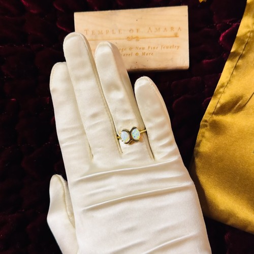 VINTAGE - 14K Gold - natürlicher australischer weißer Opal Halbmond Mond Ring - Größe 7 - 3 g - Bild 24 von 24