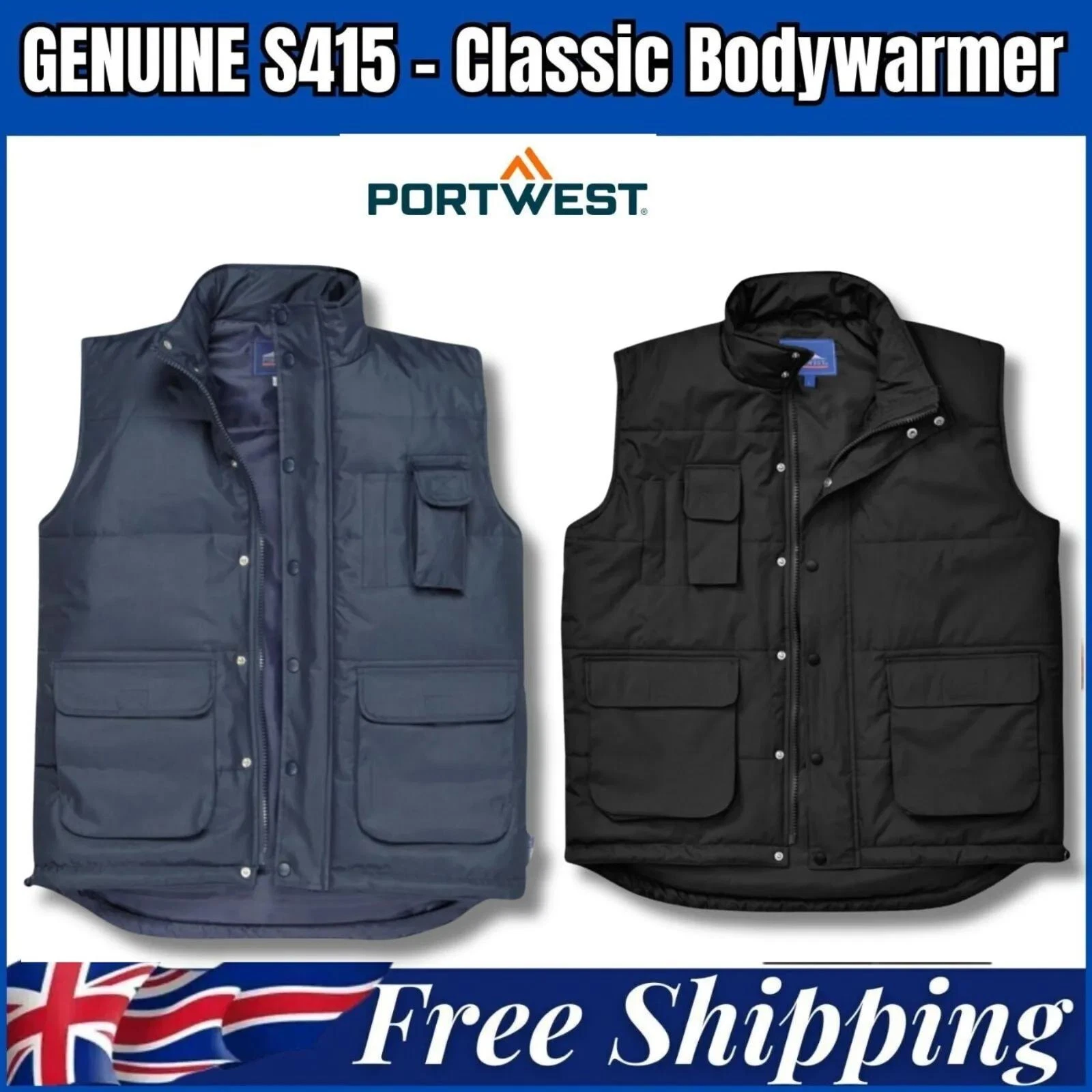 PORTWEST Men's Outdoor Bodywarmer Showerproof Lined Gilet Jacket S415
