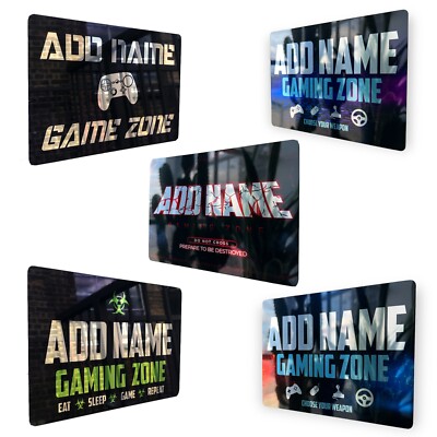 Metall personalisierte Gamer Schilder Spiegeloptik - individuell bedrucktes Wandrelief