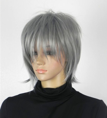Fashion Short Gray Grey Straight Women Lady Cosplay Party Anime