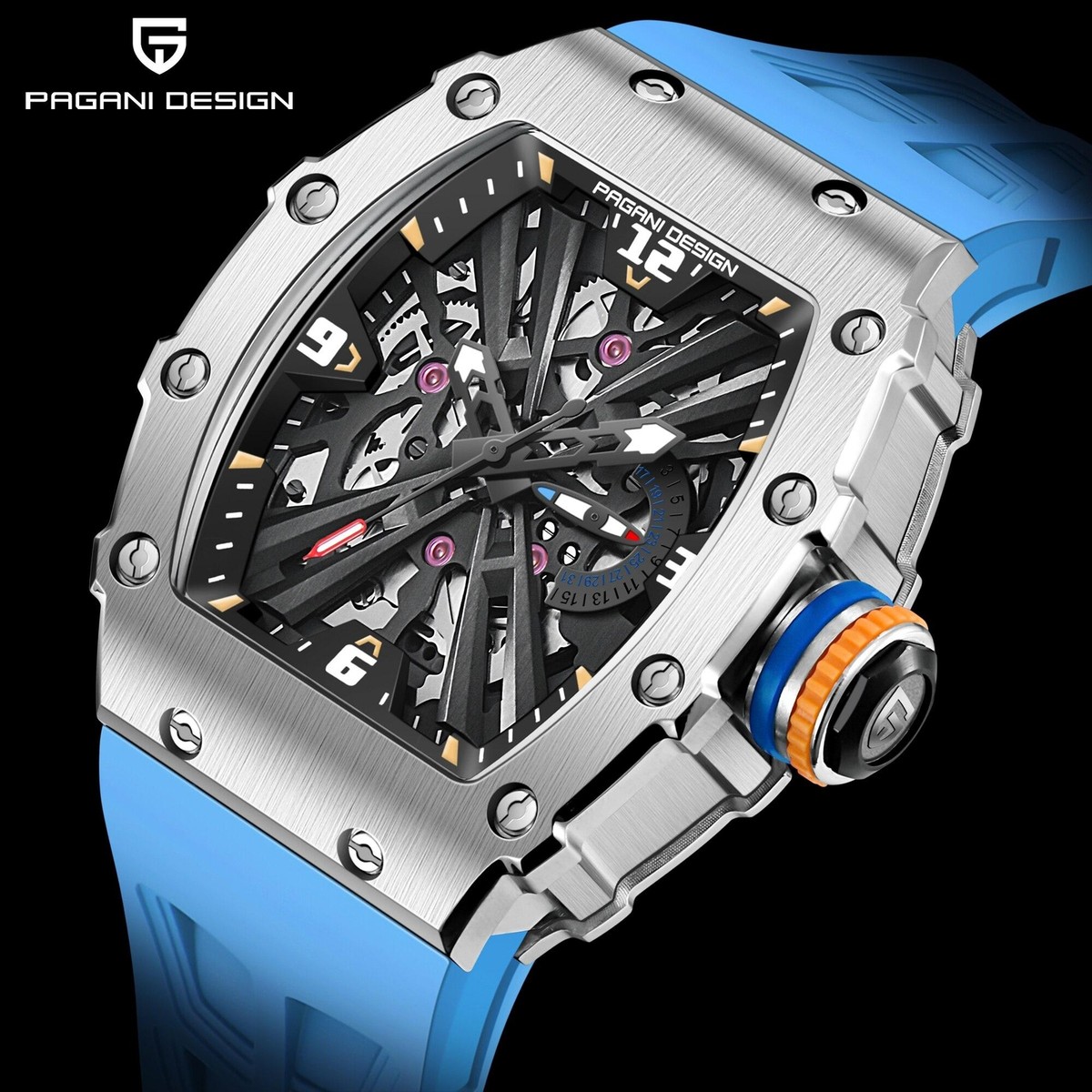 チ*イ様 PAGANI DESIGN 　ＧＭＴ ペプシ　ダイバーズ　スケルトン 2024 New PAGANI DESIGN Men Quartz Watch VH65 Movt Skeleton Dial