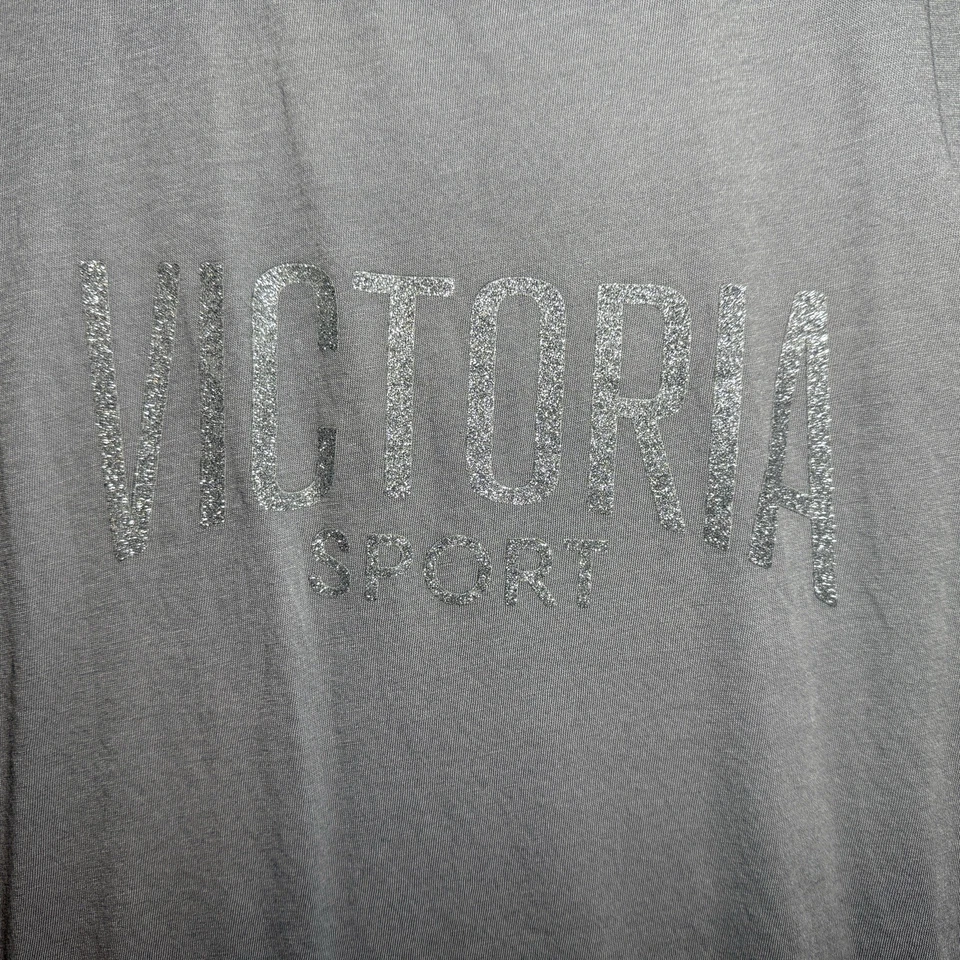 Camiseta sin mangas Victoria's Secret Sport para mujer L gráfica brillante sin mangas gris Foto 2 de 4