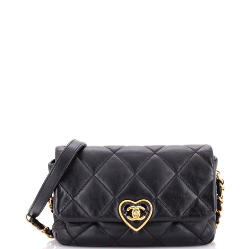 Chanel Coco Love CC Heart Flap Bag Quilted Lambskin Small