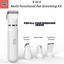 4-in-1 Pet Grooming Kit Silent Dog Clippers Cat Trimmer Nail Grinder Waterproof
