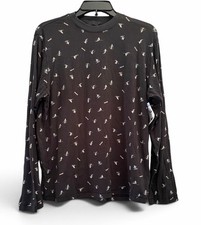 Skims Long Sleeve T-Shirt  Boxer Pajama Set Size Small Skiing Black
