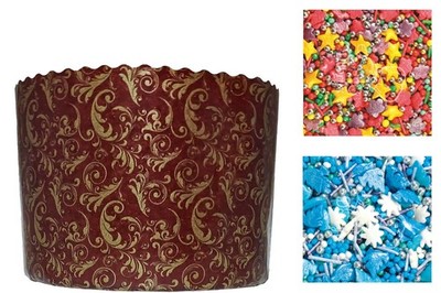 Set 6 Baking Paper Molds for Easter Molds  Cakes  Paska 700g 6''х4.5'' + Sprinkles