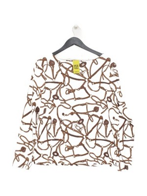 Joules Damen Top UK 14 Weiß 100% Baumwolle Langarm Rundhals Basic