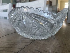 American Brilliant Period Cut Heavy Glass Bowl Note- 2 Small Chips On Bottom