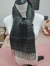 Echarpe gris et noir 100 % cachemire d'Ecosse laine plaid carreaux top qualité