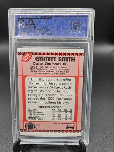 PSA 9 Mint 1990 Topps Traded Emmitt Smith Rookie #27T Dallas Cowboys PSA 9 - Photo 2/2