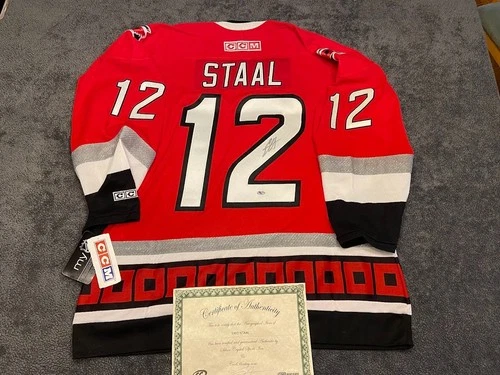 Eric Staal 2006 Stanley Cup Signed CCM Official NHL Authenticated Jersey Size XL