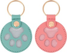 2pcs Leather Pet Memorial Keychain, Cute Paw Shaped Dog Cat Hair Furever...