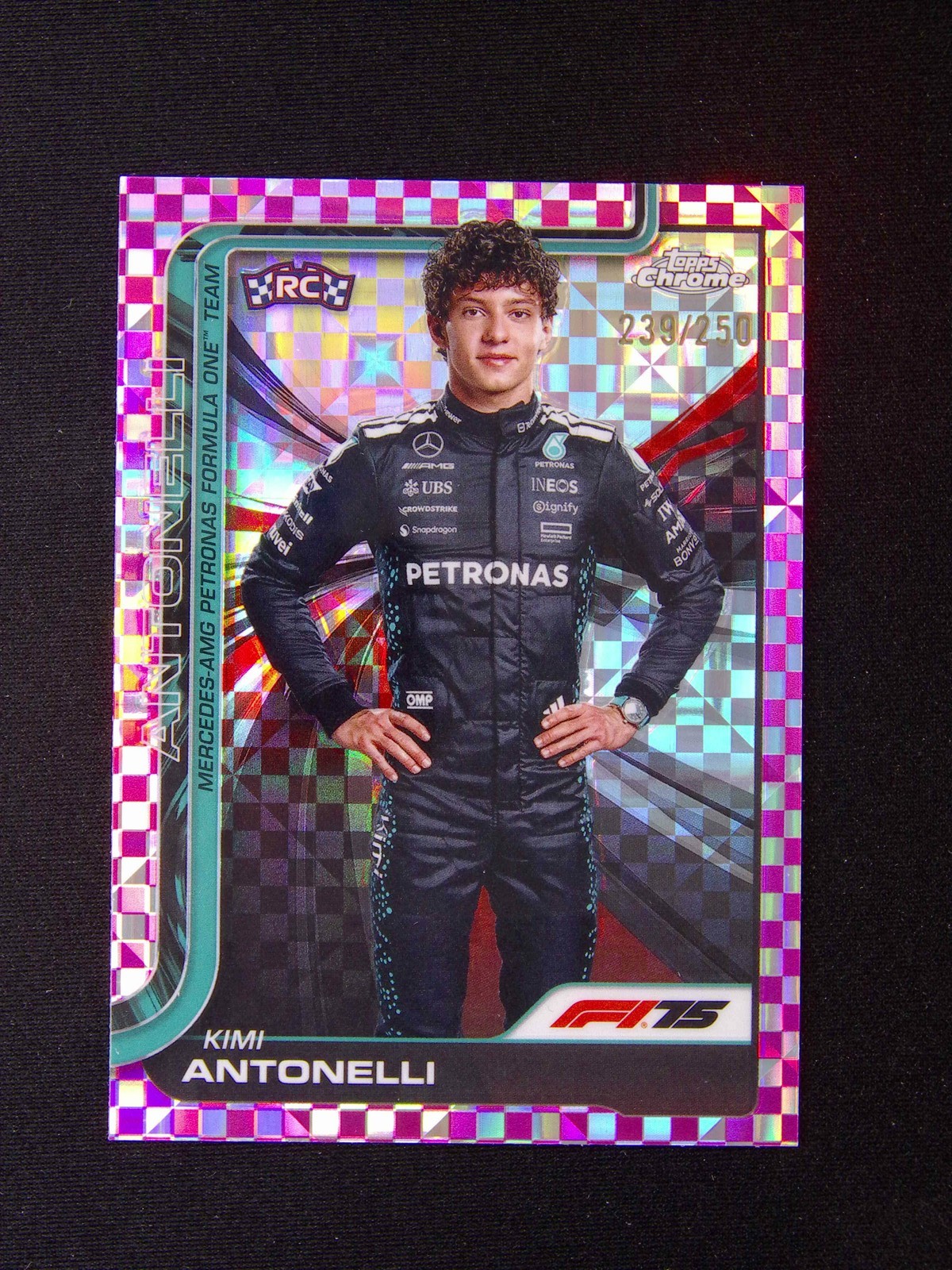 2025 Topps Chrome F1 Kimi Antonelli #8 RC Rookie Pink X-Fractor /250