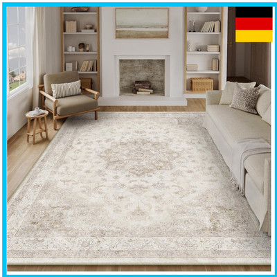 Vintage Beige Teppich 200x300cm Rutschfest Boho Wohnzimmer