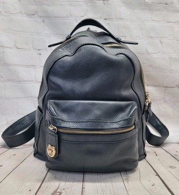 COACH Black Campus Backpack Pebbled Leather Gold Turn Lock Zip READ  Description | eBay