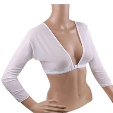 Women Mesh Sheer Crop Top Long Sleeve T-Shirt Tops See Through Blouse"