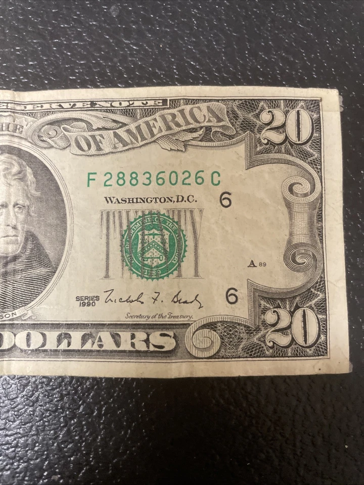 1990 Twenty Dollar ($20) Federal Reserve Note Vintage Circulated 35 Years Old - Image 2 of 4