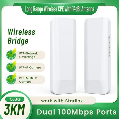 Wireless Bridge Point to Point 5.8G Outdoor Bridge W/ 14dBi Directional Antenna