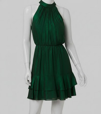 Adrianna Papell Women's Green Sleeveless Halter-Neck A-Line Dress Size 16
