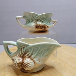 Mccoy Vintage Ceramic Creamer and Sugar Bowl Set Autumn Harvest Design