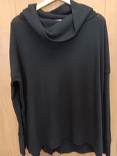 Free People Black Ribbed Oversized Mock Neck Sweater We The Free Tunic XS