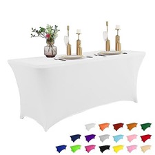 6FT Spring Table Cloth for Rectangular Fitted 72" x 30" Rectangular White