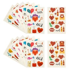 16 Sheets Disposable Valentine's Day Stickers Party Body Art Tattoos Face Decals
