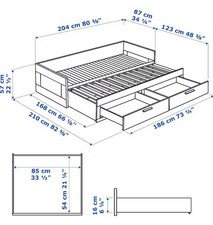 Struttura letto singolo/sdoppiabile con cassetti, Ikea Brimnes